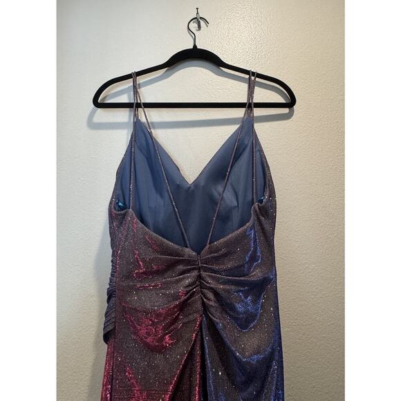 Ienna For Mac Duggal Size 2 Iridescent Long Slit Gown Dress Shimmer Mermaid Glam - Picture 4 of 12